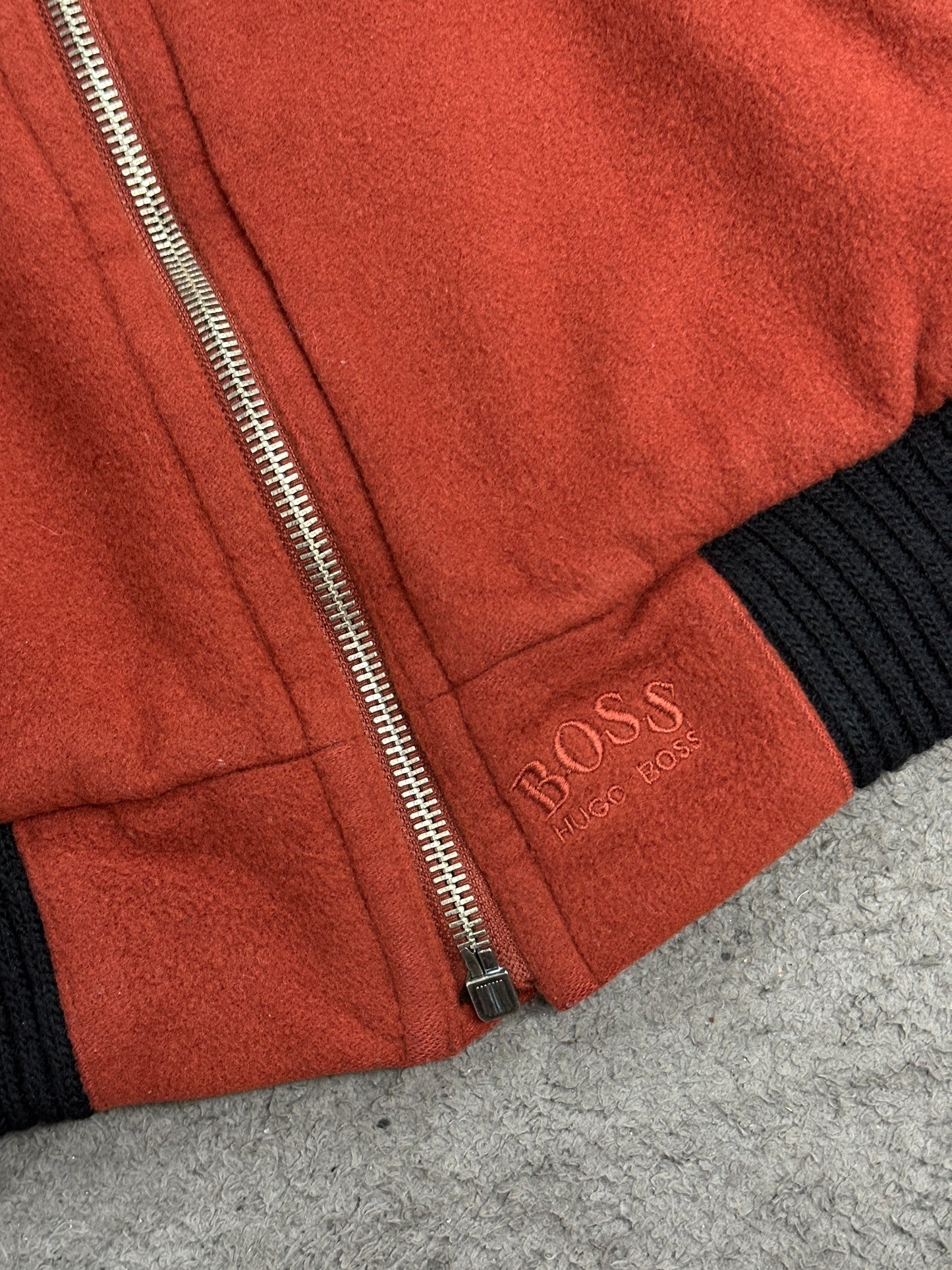 [L] 80s HUGO BOSS Orange Cashmere Bomber Jacket