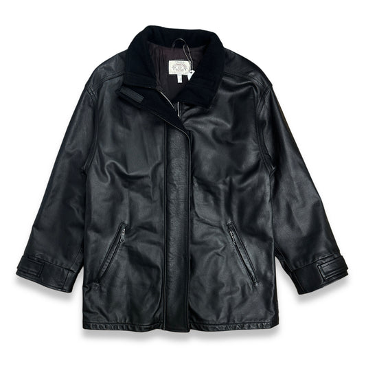 [M] 90s Armani Jeans Leather Jacket