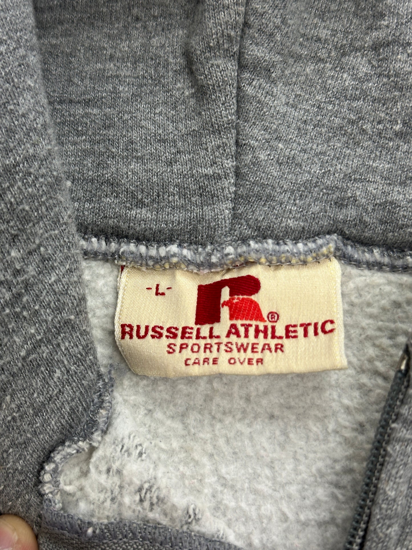[L] 70s Russell Grey Hood Zip-up