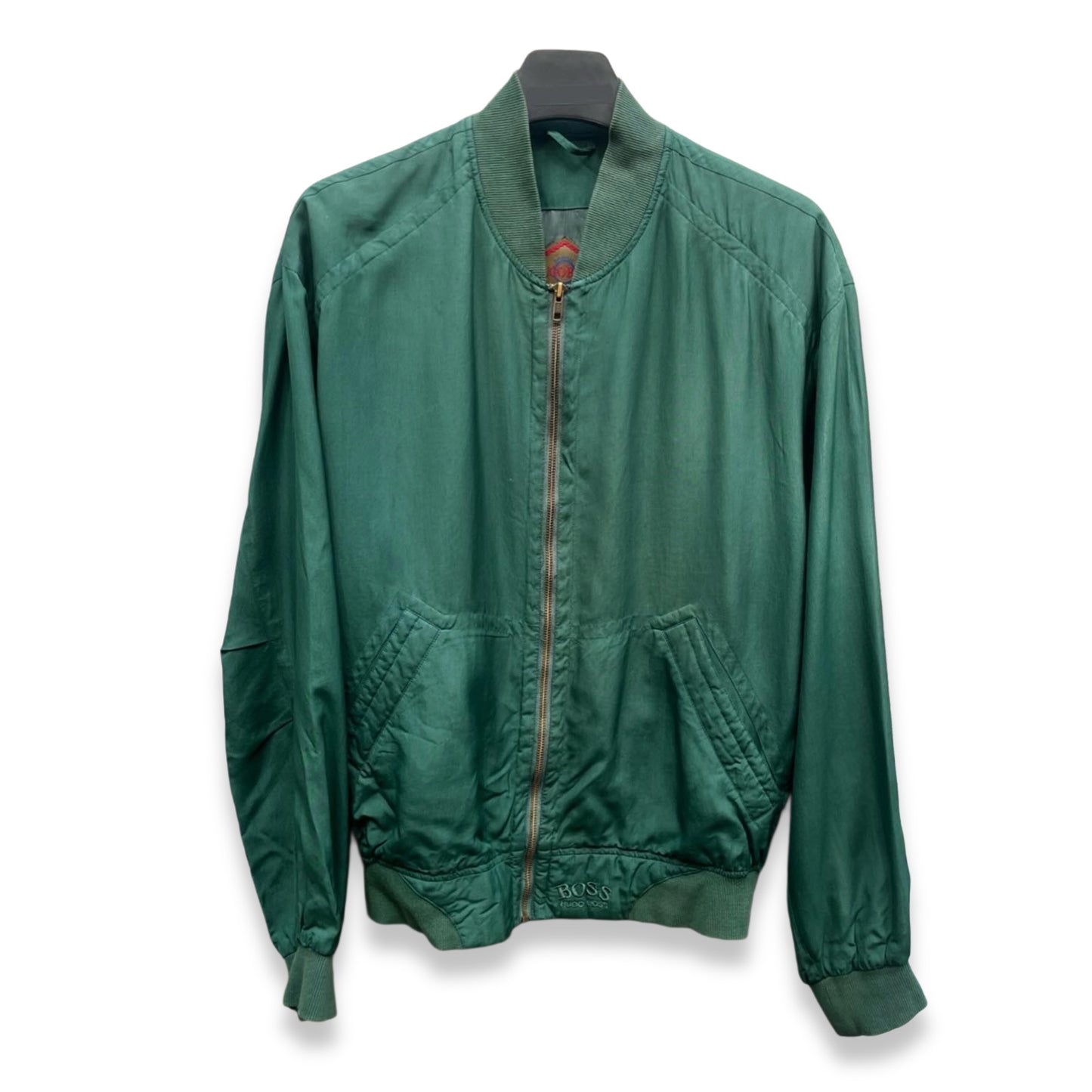 [48] 80s HUGO BOSS Silk Green Bomber Jacket