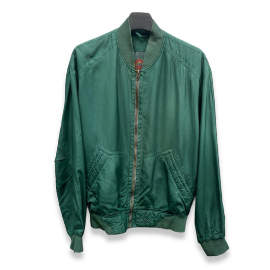 [48] 80s HUGO BOSS Silk Green Bomber Jacket