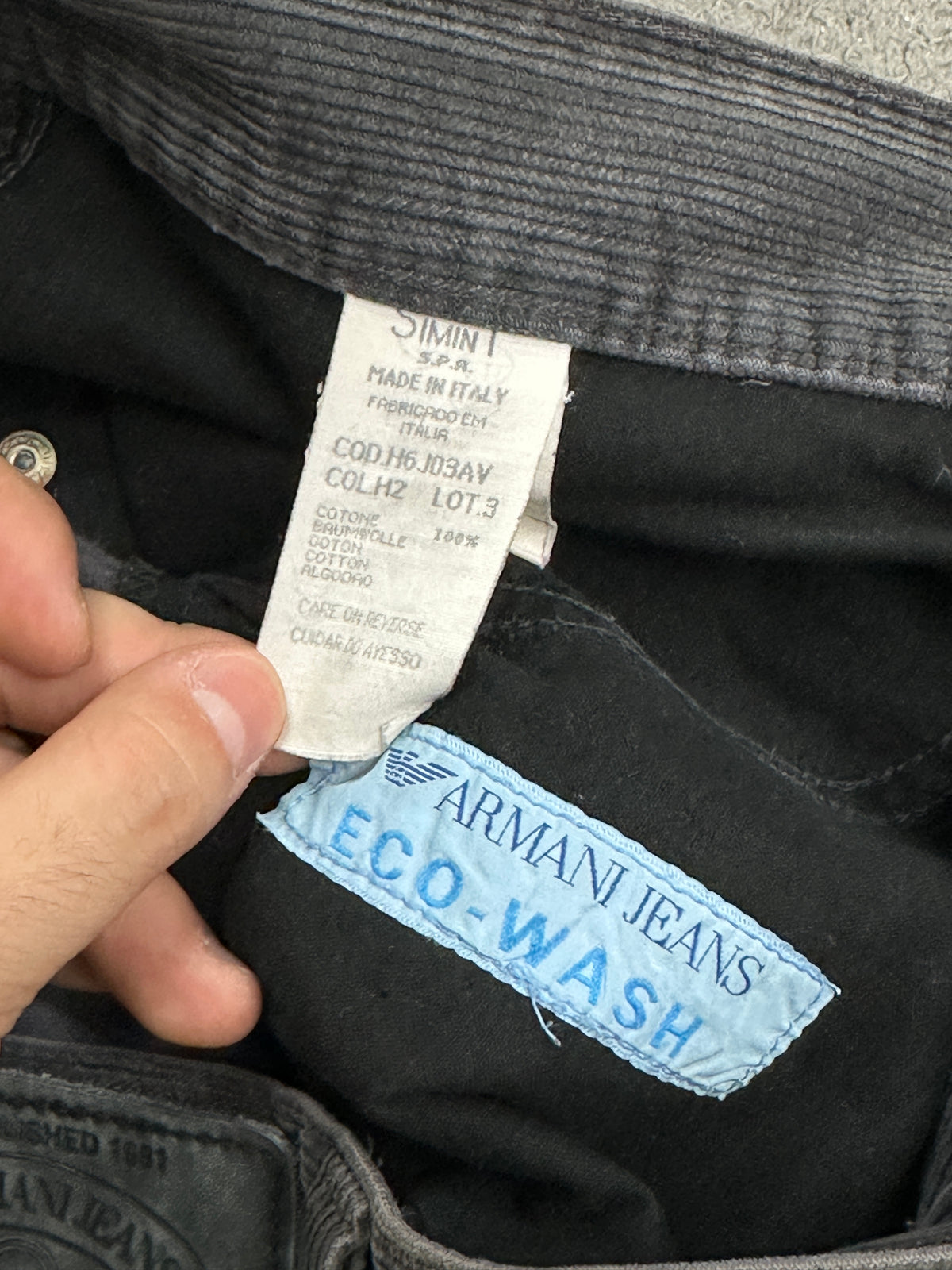 [40] 90s ARMANI JEANS Corduroy Denim Pants