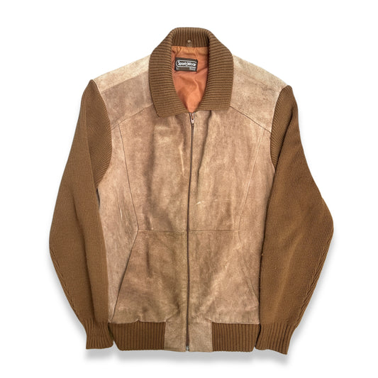 [L] 80s Sears SportsWear Knit Suede Jacket