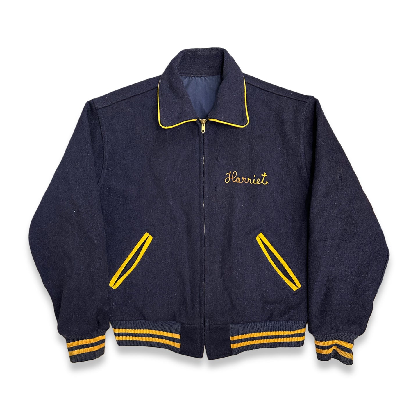 [M] 60s 'ELCO High School' Reversible Wool Varsity Jacket