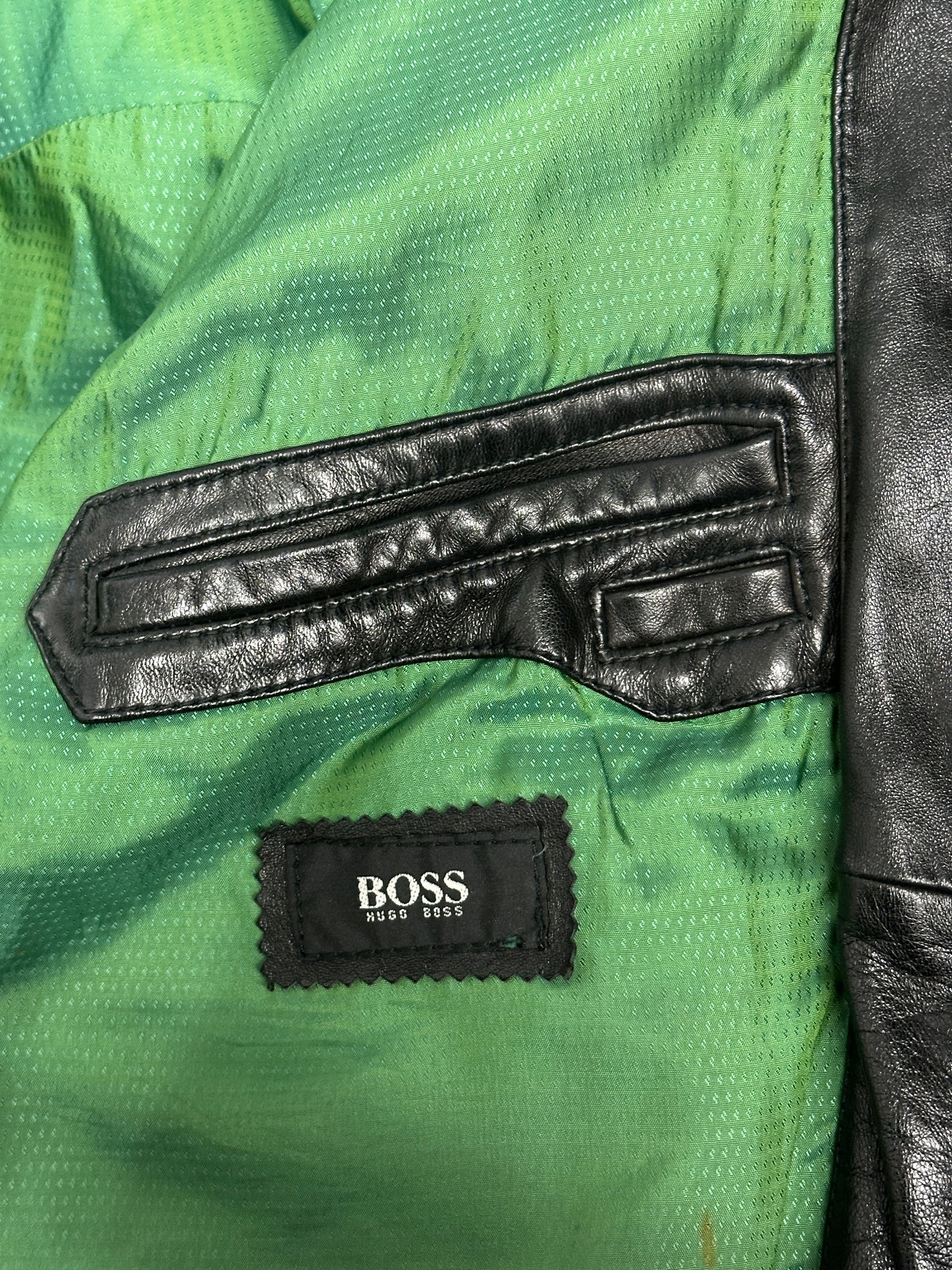 [XL] 90s HUGO BOSS Leather Bomber Jacket