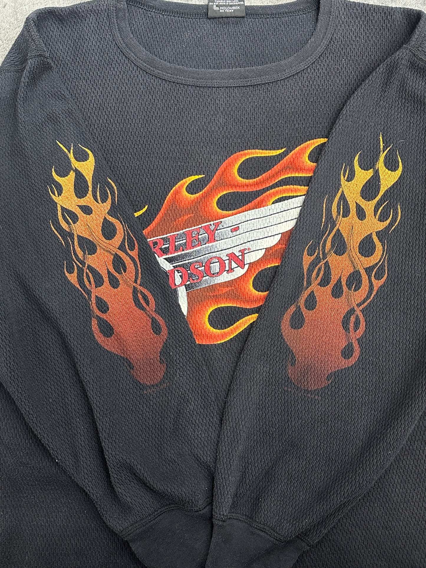 [XXXL] 90s Harley Davidson Flame Thermal Long Sleeve