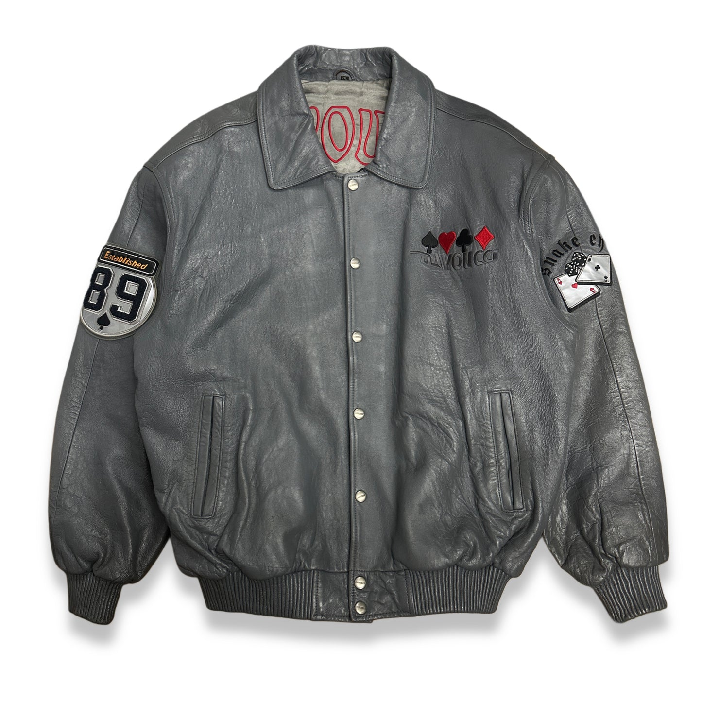 [XXL] 90s DAVOUCCI Leather Bomber Jacket