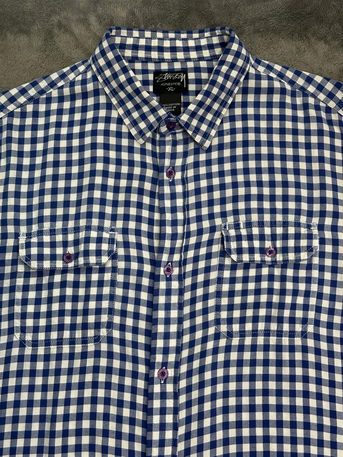 [XL] 00s Stussy Blue Plaid Shirt