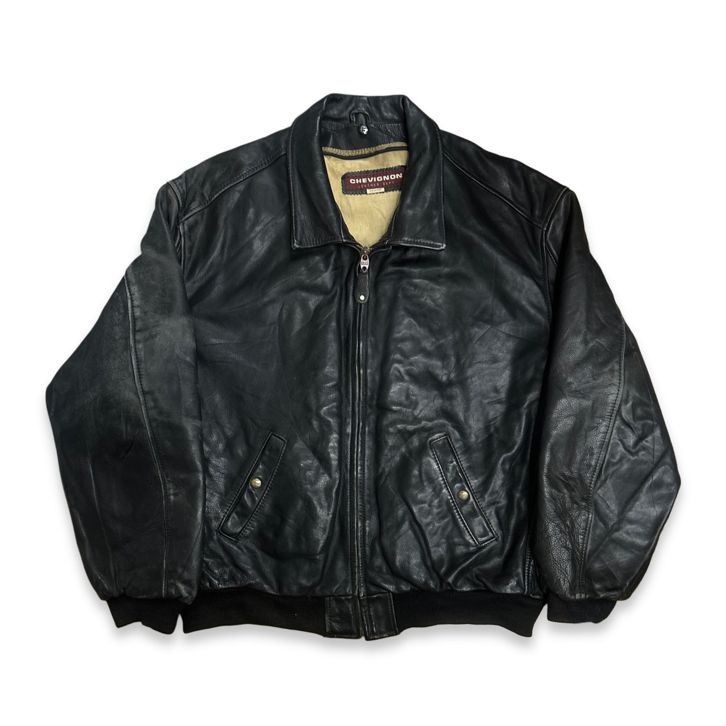 [XXL] 80s Chevignon Leather Bomber Jacket