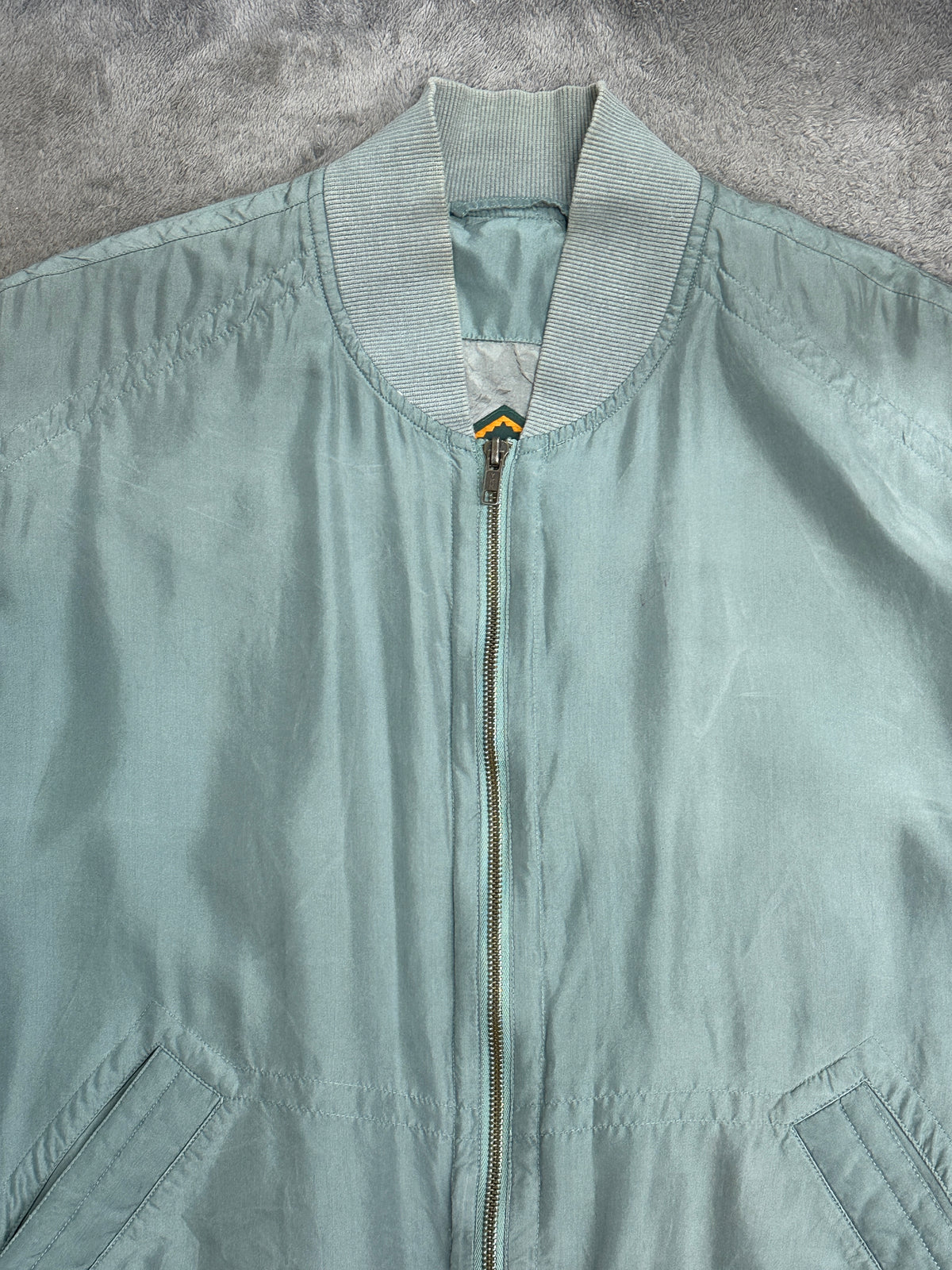 [50] 80s HUGO BOSS Silk Bomber Jacket Sage Green