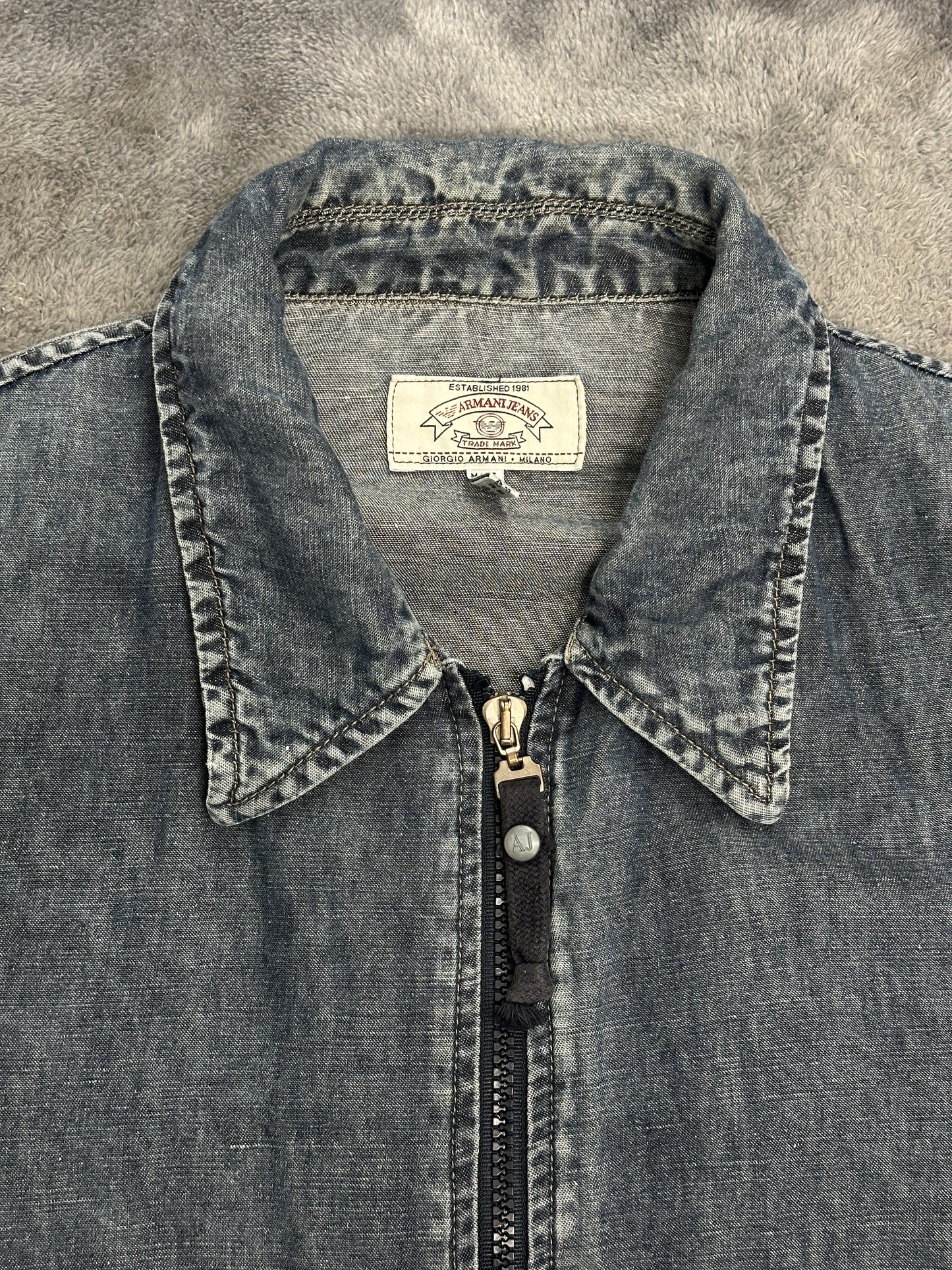 [50] 90s Armani Jeans Denim Zip-up Jacket