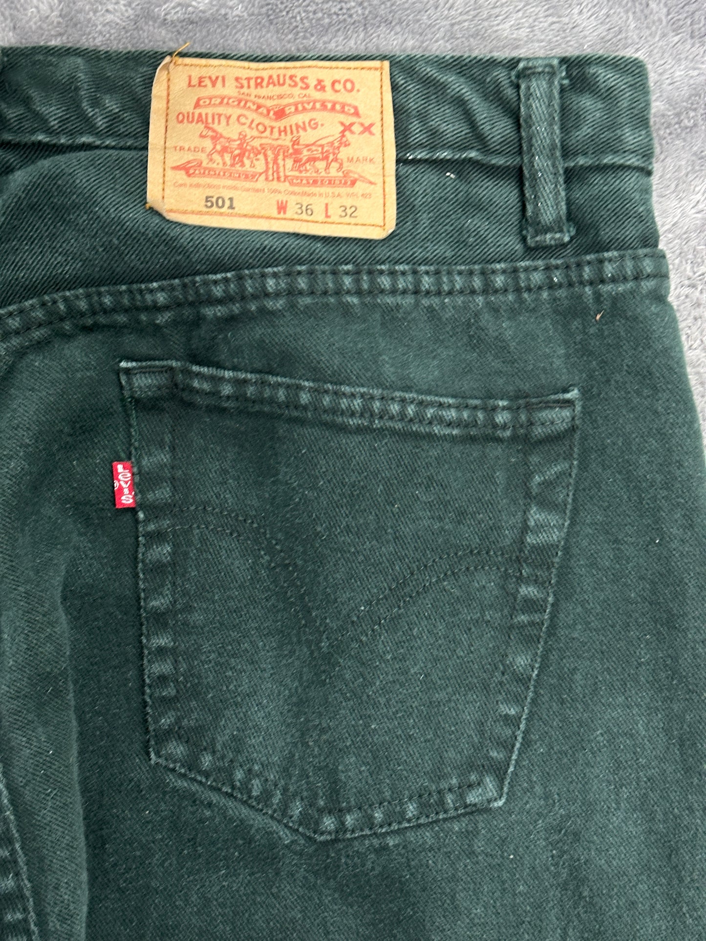 [36x32] 2000' Levi's 501 Green Denim Pants