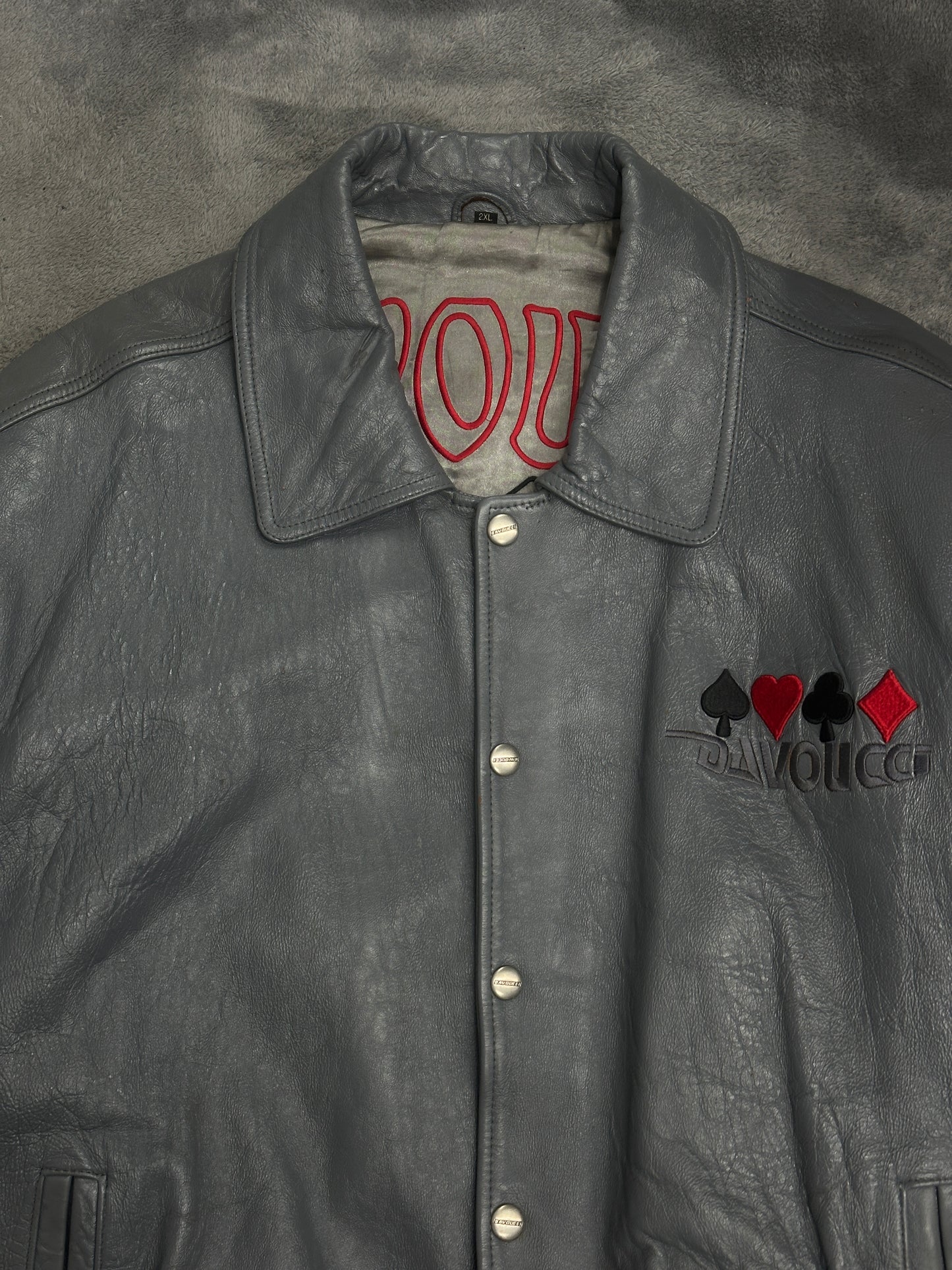 [XXL] 90s DAVOUCCI Leather Bomber Jacket