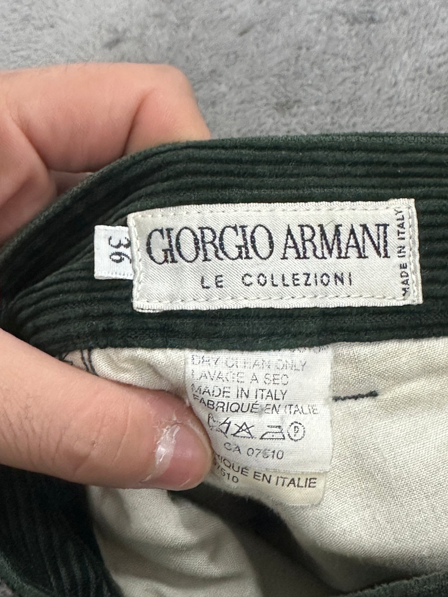 [36] 90s Armani Collezioni Green Corduroy Pants
