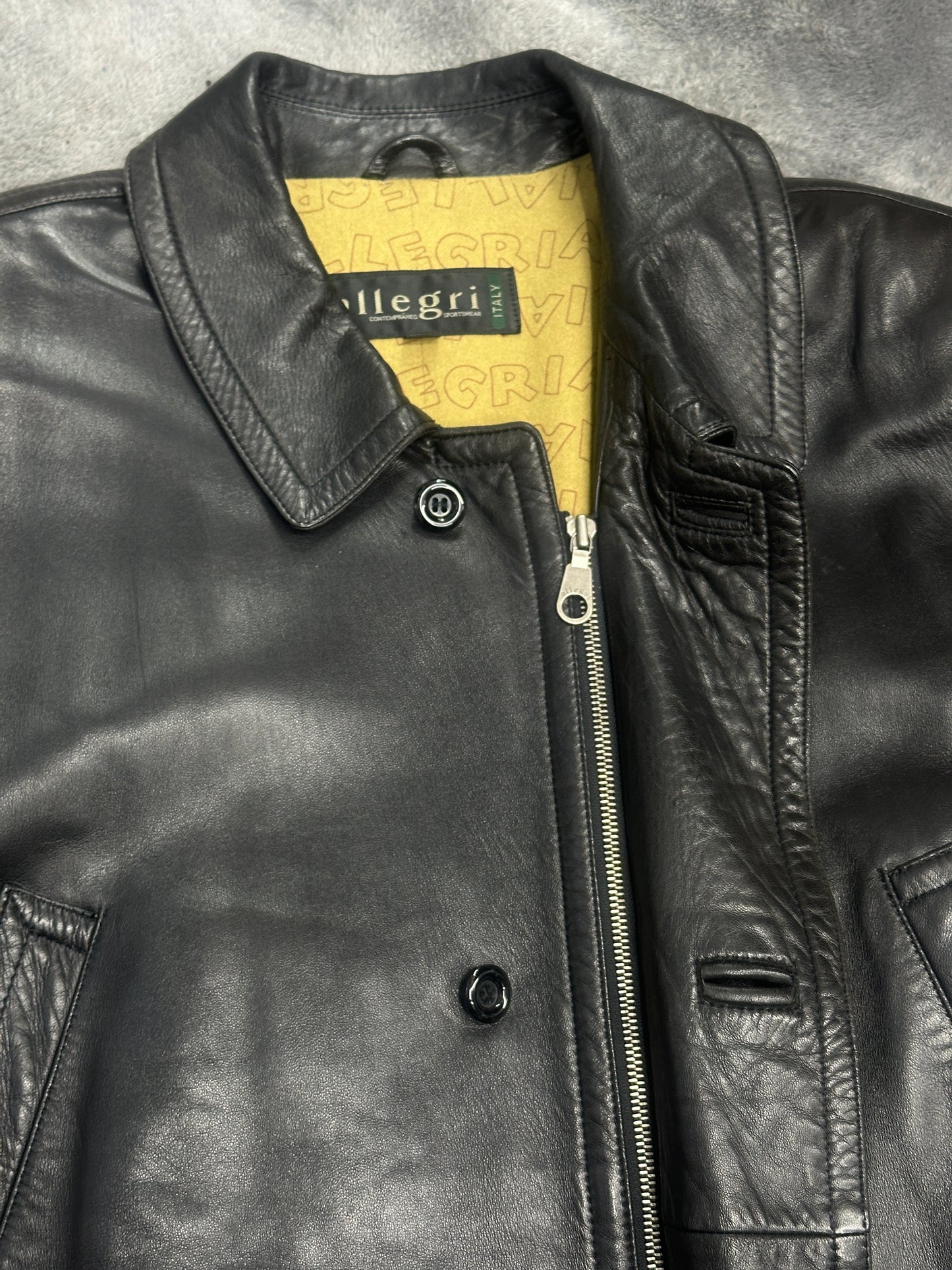 [L] 90s Allegri Lame Skin Leather Jacket