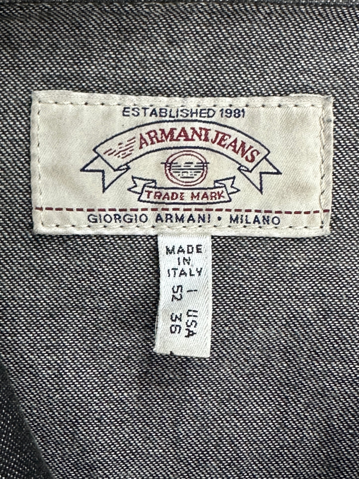 [L] 00s Armani Jeans Black Trucker Denim Jacket