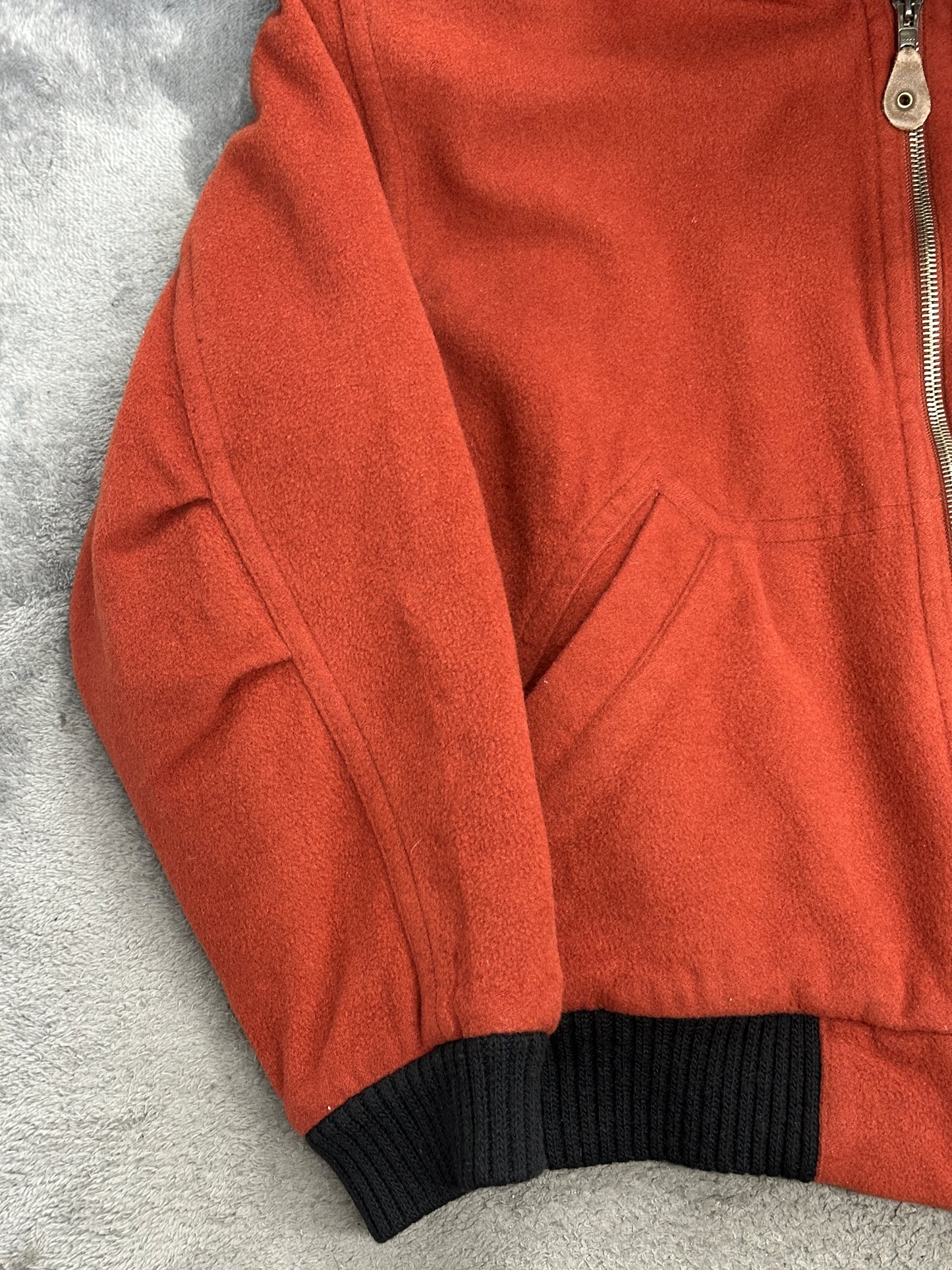 [L] 80s HUGO BOSS Orange Cashmere Bomber Jacket