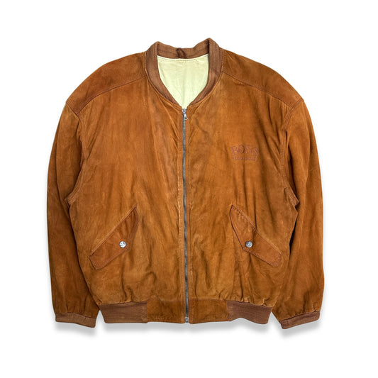 [XL] 80s HUGO BOSS Suede Bomber Jacket