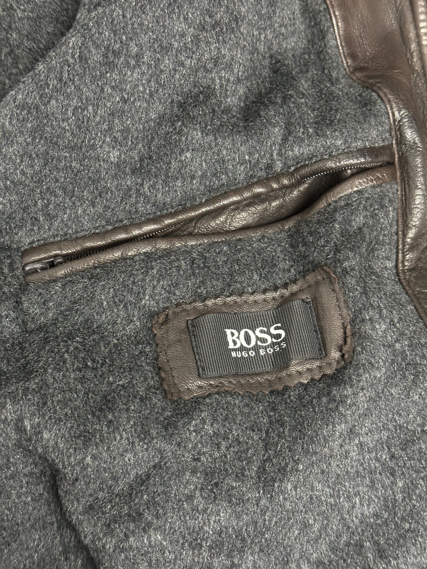 [44] 90s HUGO BOSS Aviator Leather Jacket
