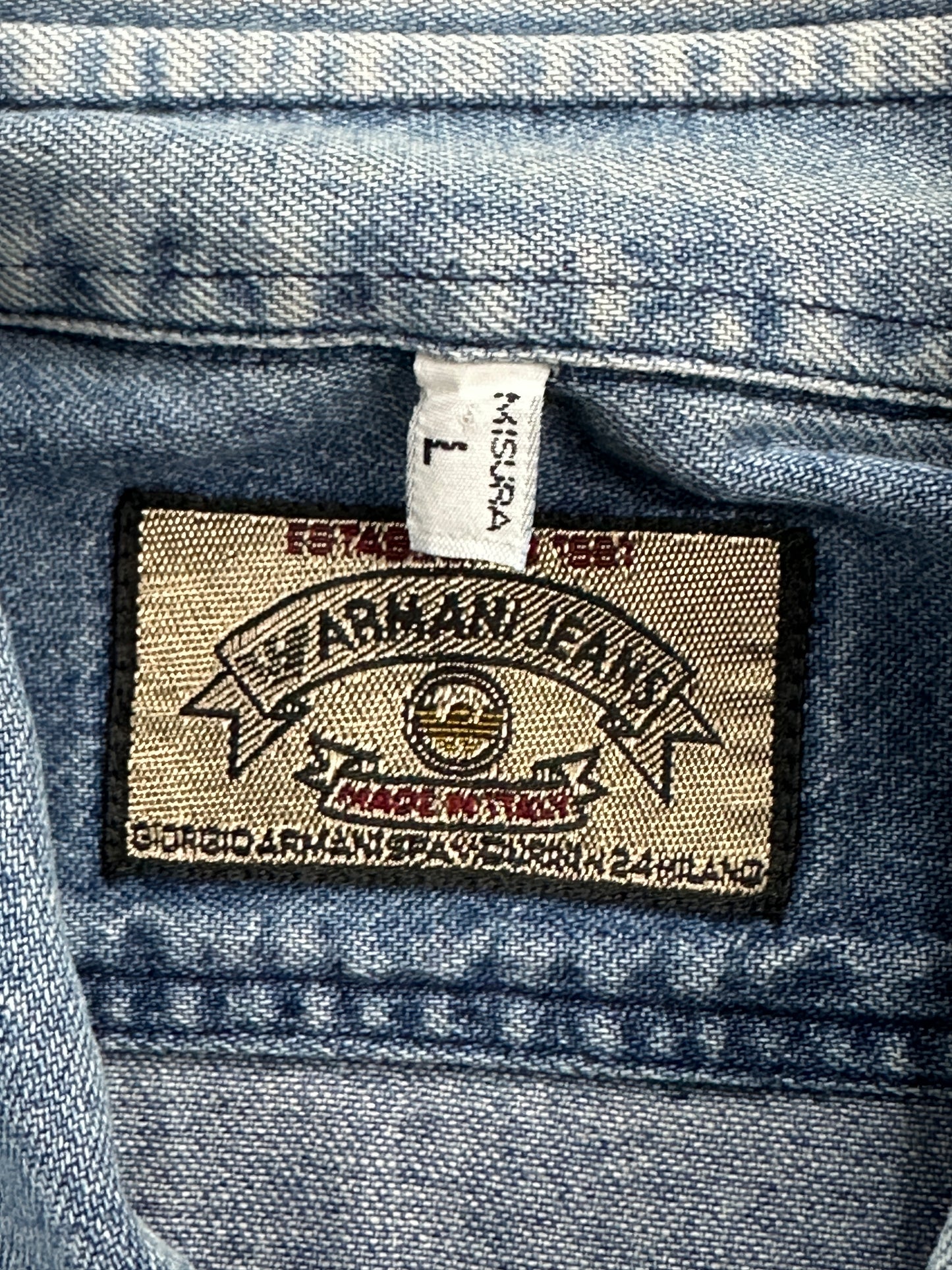 [L] 80s Armani Jeans Denim Wear Shirt