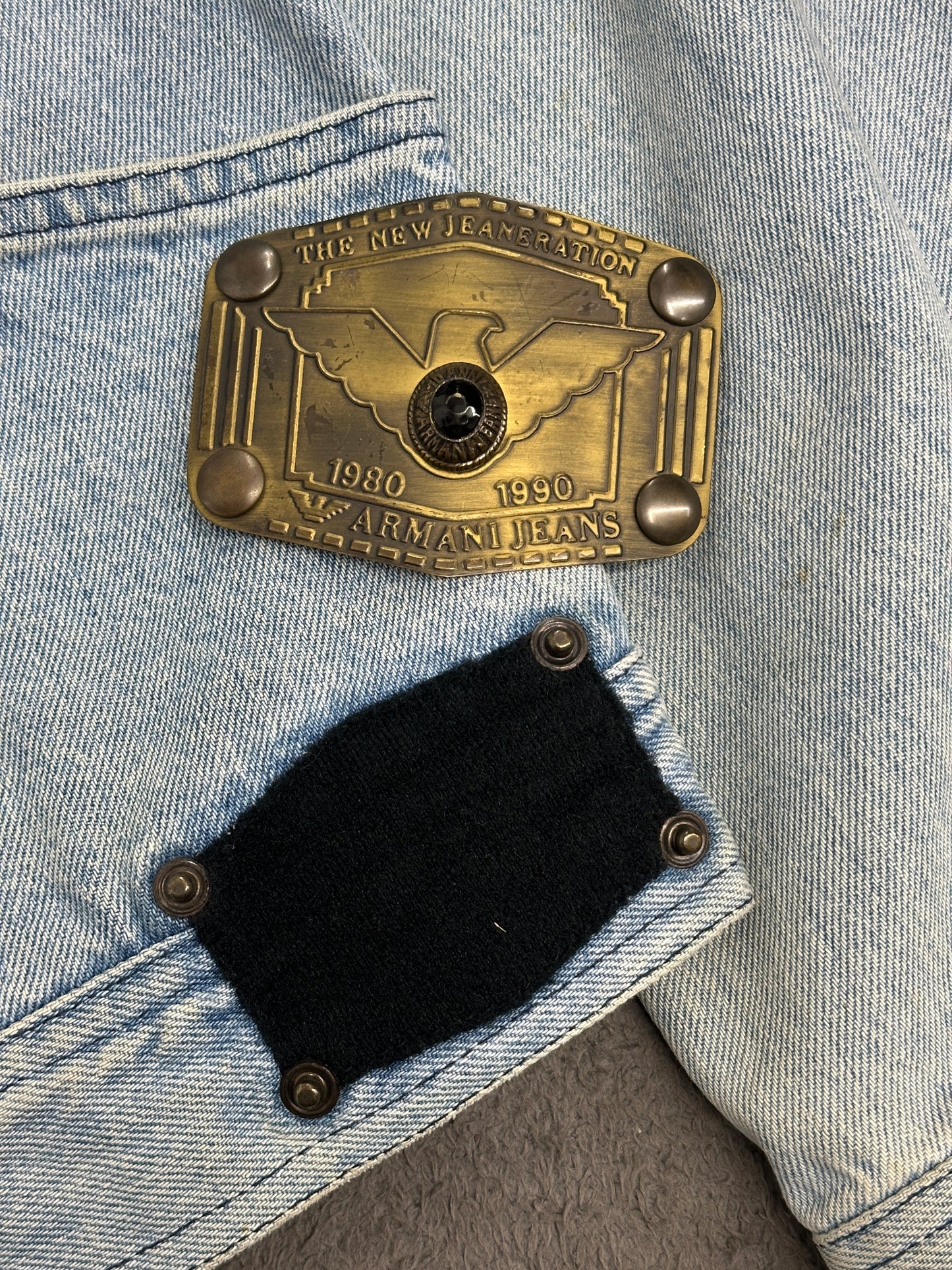 [M] 80s Armani Jeans Denim Trucker Jacket