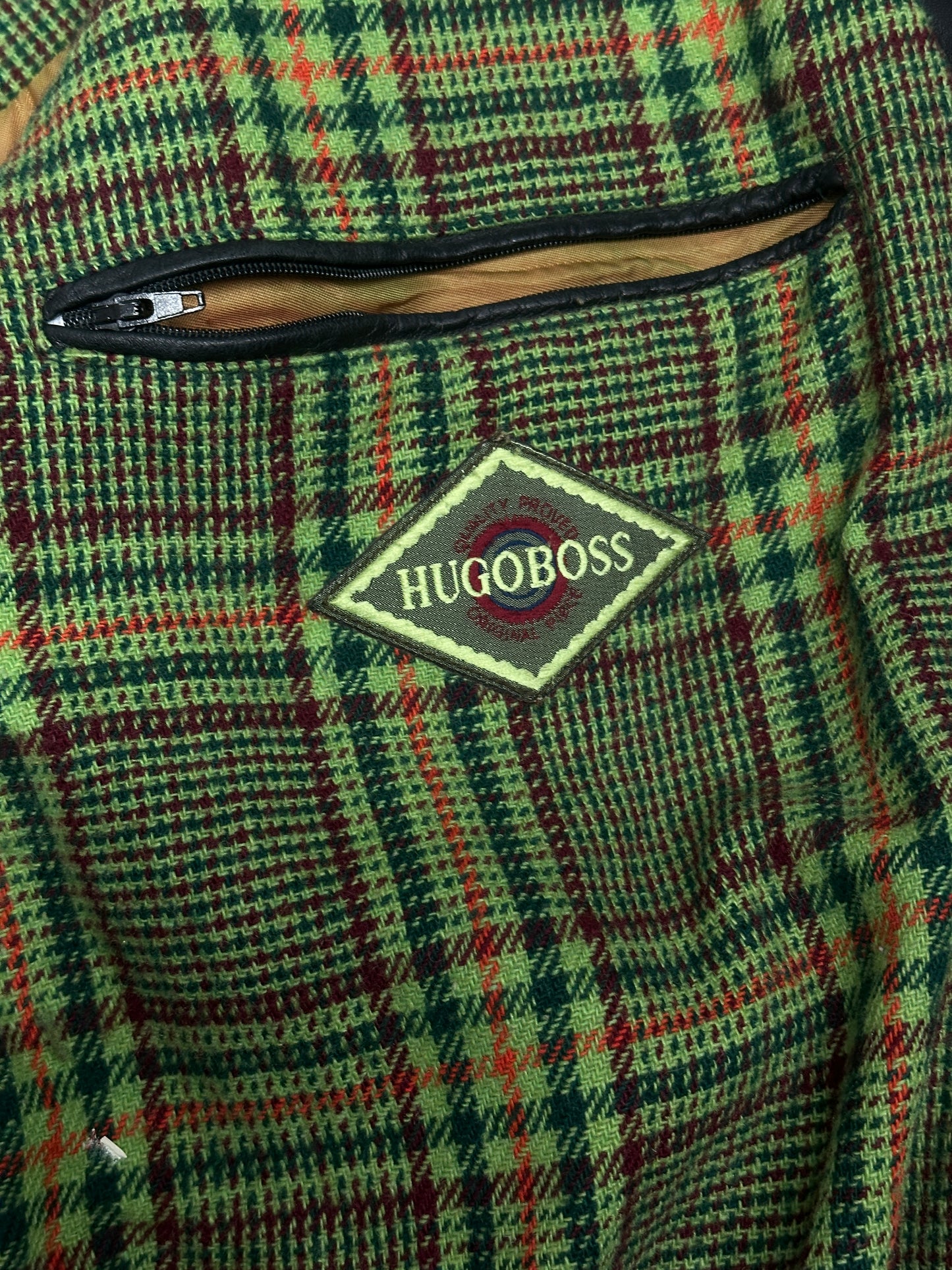[XL] 80s HUGO BOSS Leather Bomber Jacket