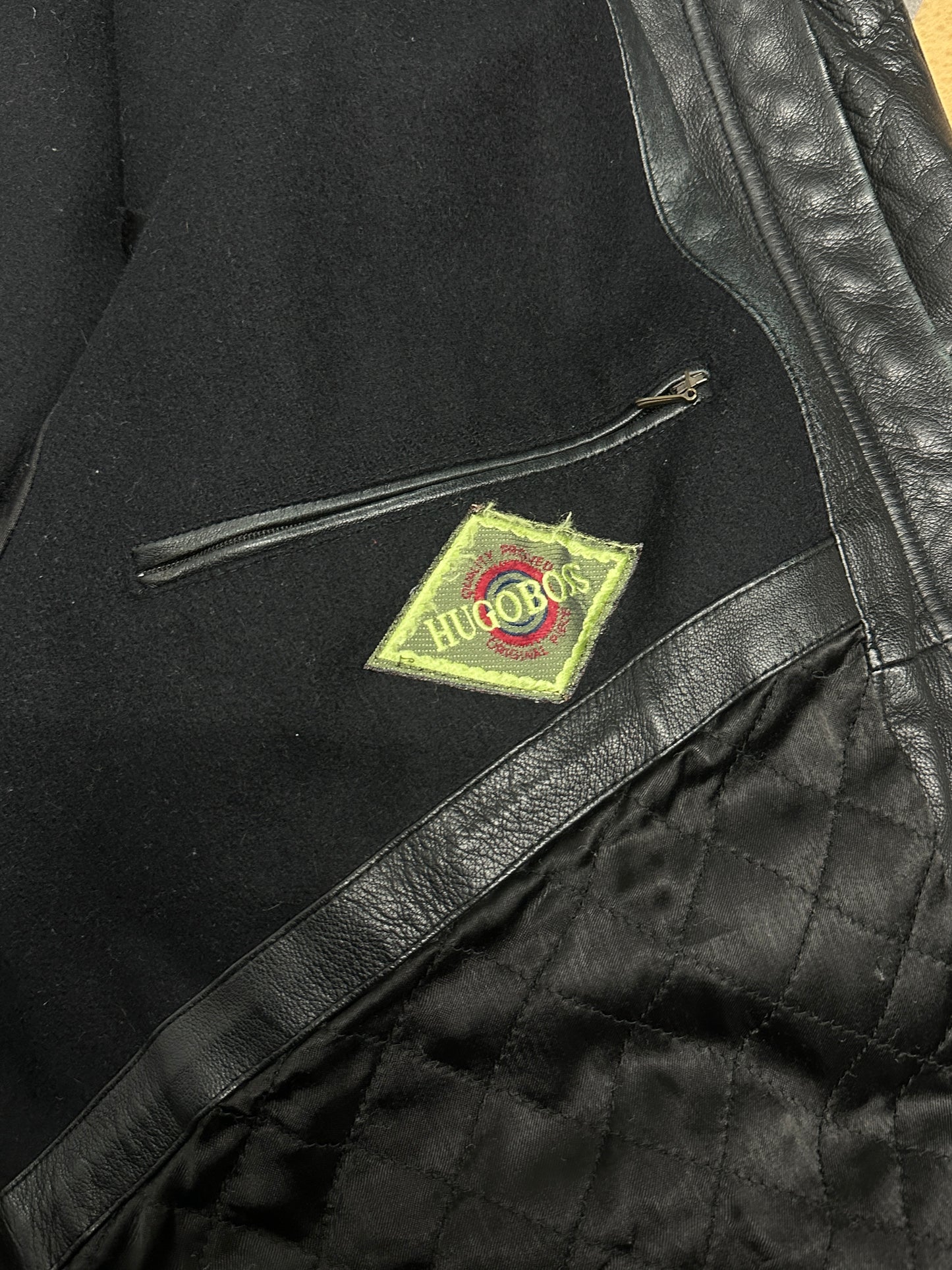 [54] 80s HUGO BOSS Leather Car Coat