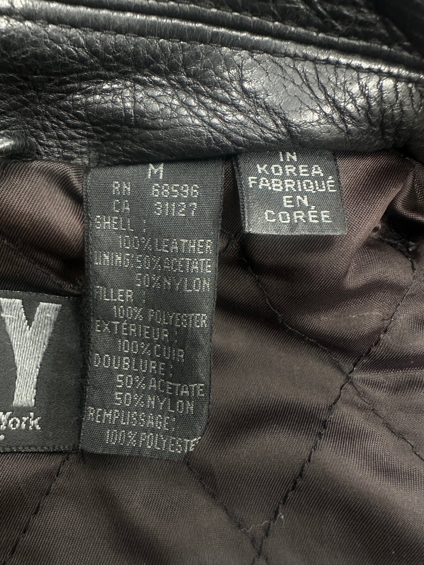 [M] 90s DKNY Leather Car Coat