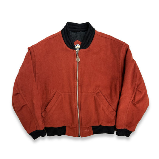 [L] 80s HUGO BOSS Orange Cashmere Bomber Jacket