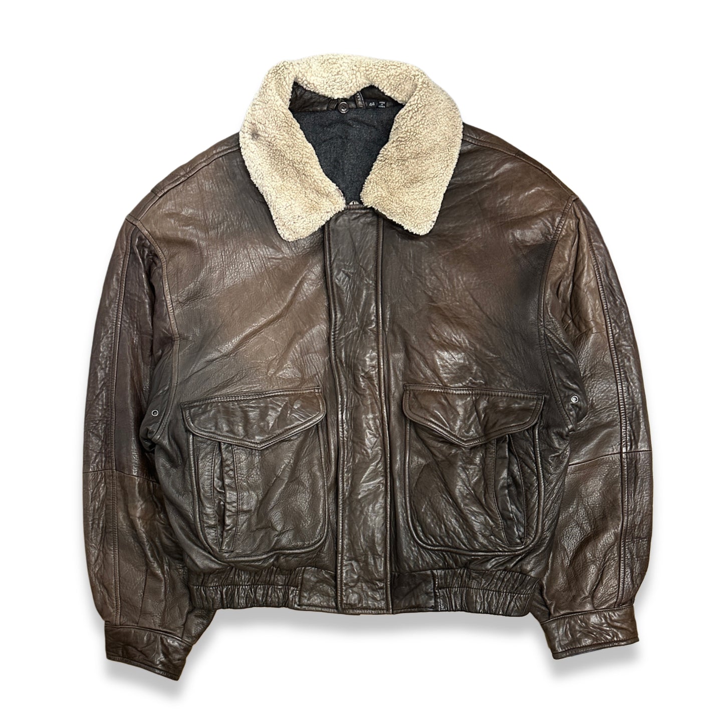 [44] 90s HUGO BOSS Aviator Leather Jacket