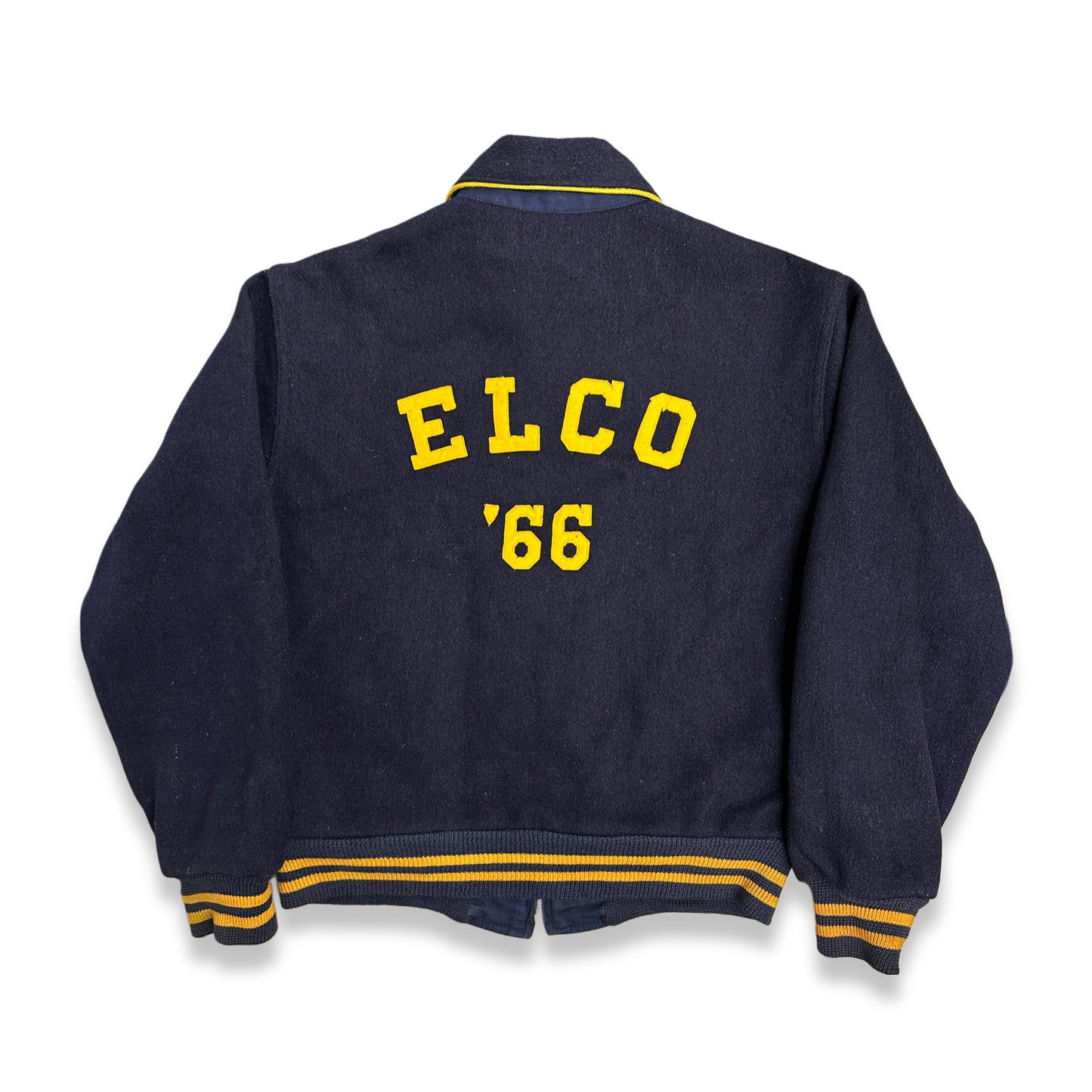 [M] 60s 'ELCO High School' Reversible Wool Varsity Jacket