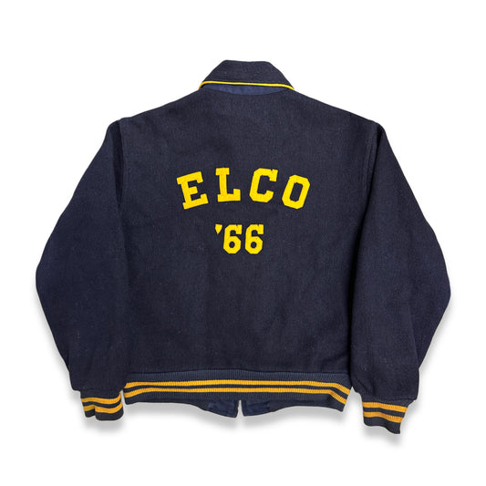 [M] 60s 'ELCO High School' Reversible Wool Varsity Jacket