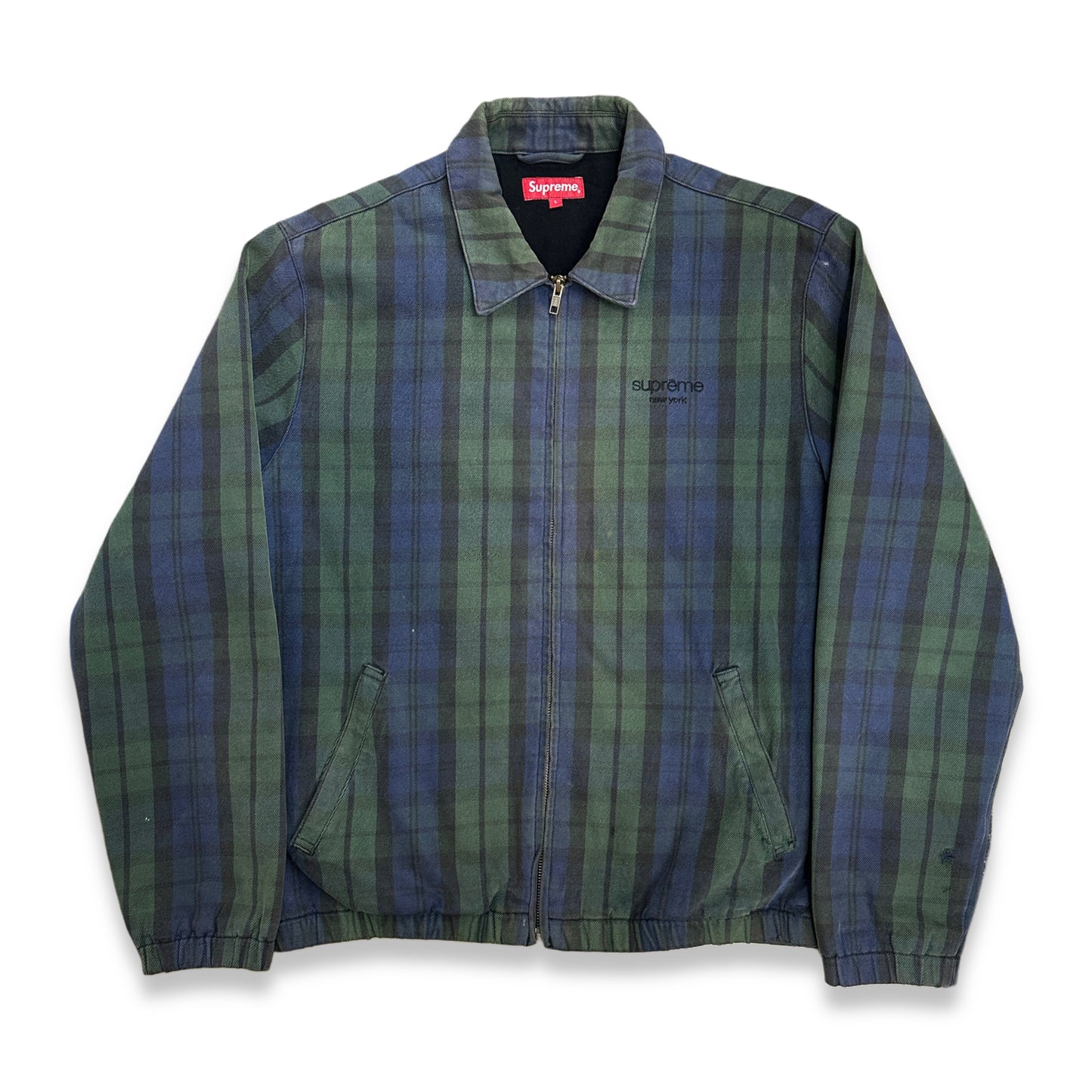 [L] 16FW Supreme Plaid Denim Harrington Jacket