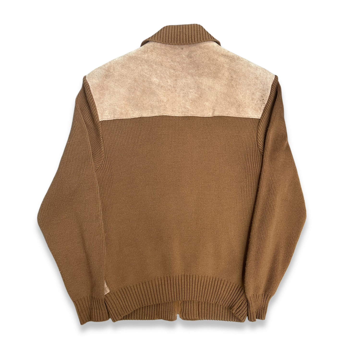 [L] 80s Sears SportsWear Knit Suede Jacket