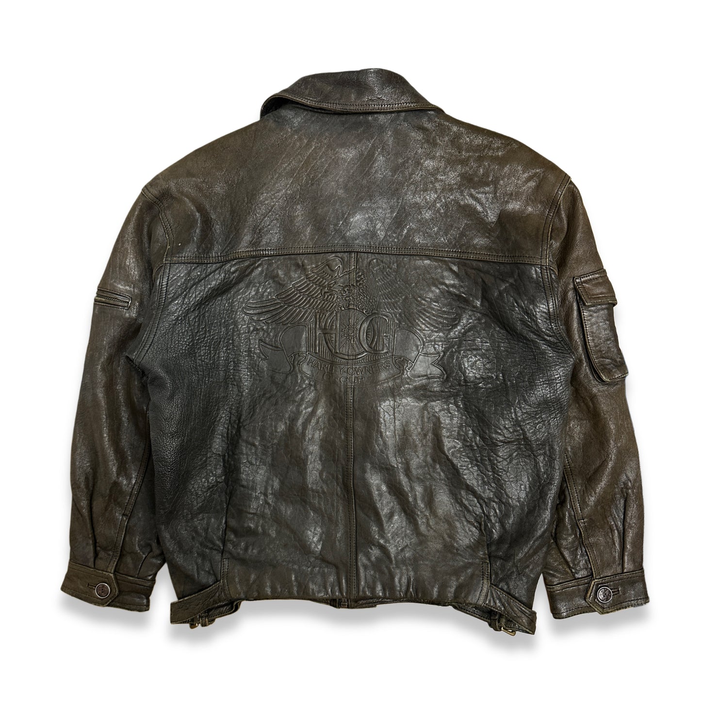[100] 90s Harley Owners Group Leather Jacket