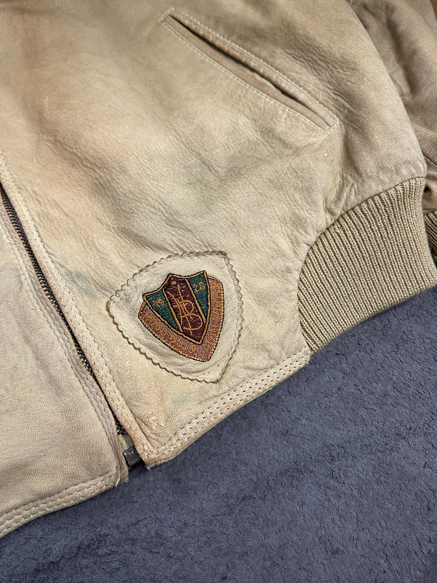 [XL] 80s HUGO BOSS Leather Blouson Jacket