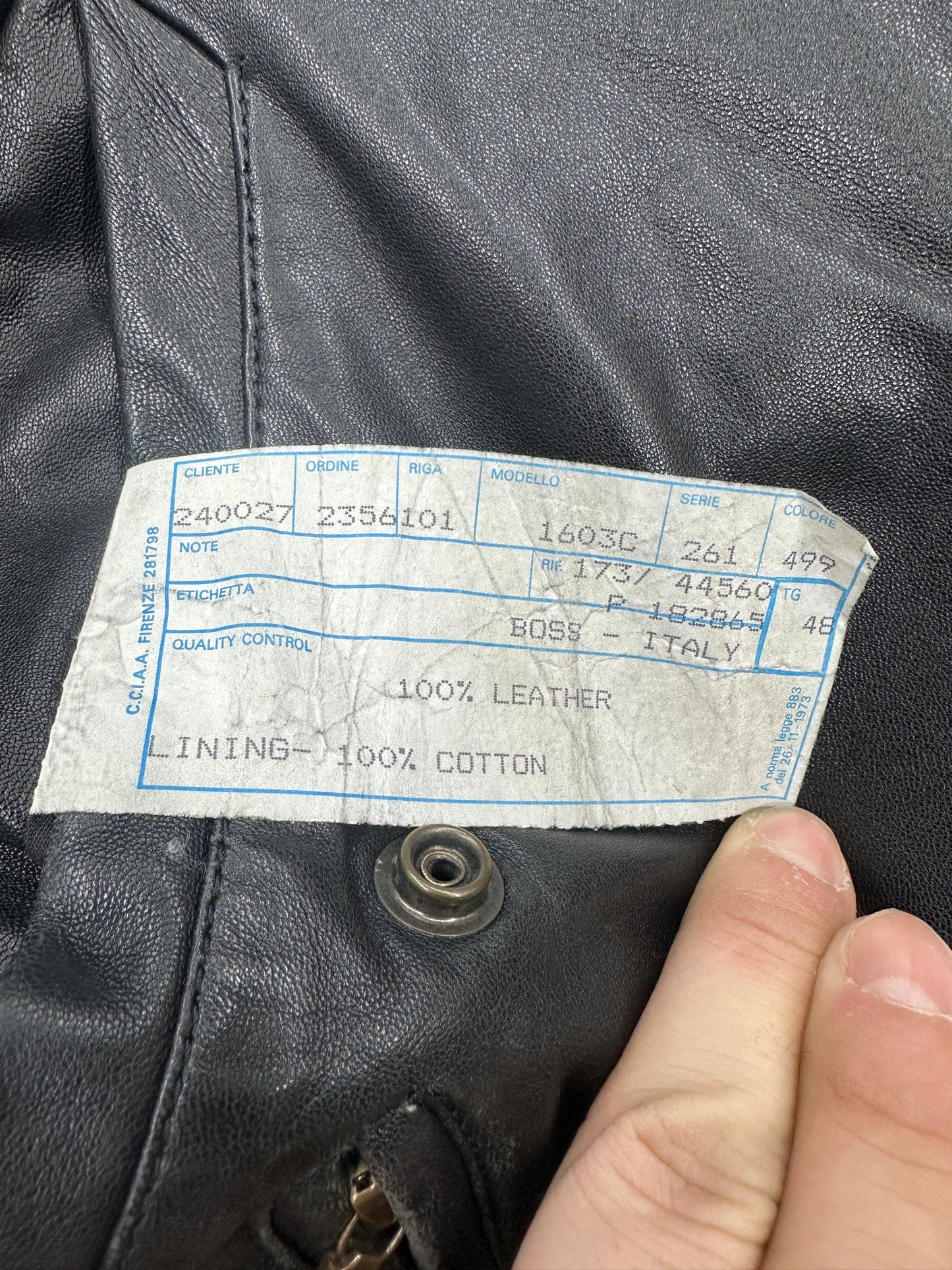 [48] 90s HUGO BOSS Leather Bomber Jacket