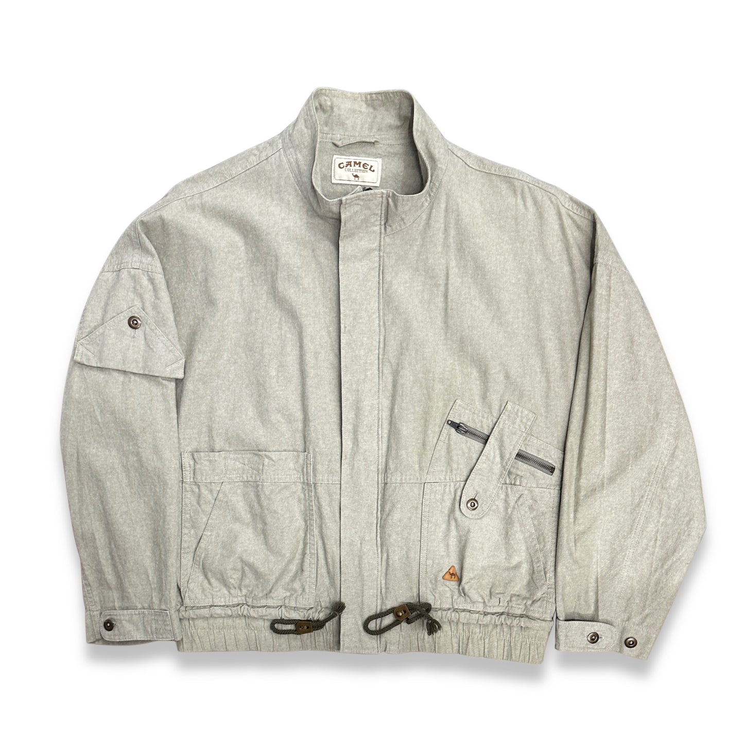 [L] 90s Camel Linen Bomber Jacket
