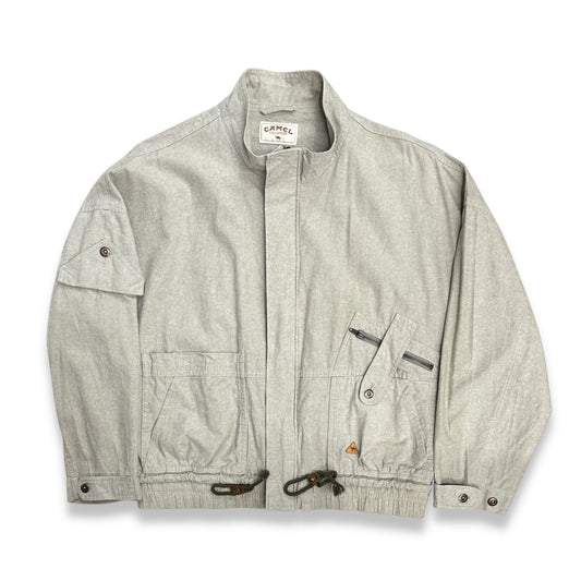 [L] 90s Camel Linen Bomber Jacket