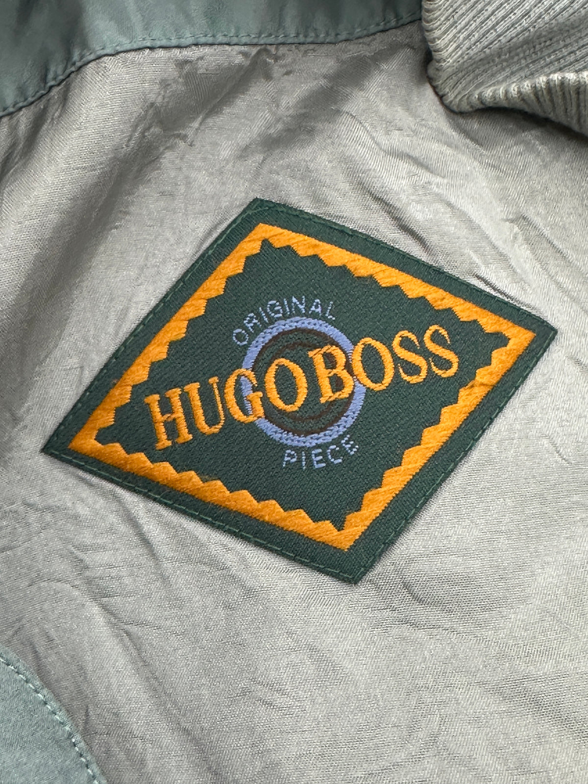[50] 80s HUGO BOSS Silk Bomber Jacket Sage Green