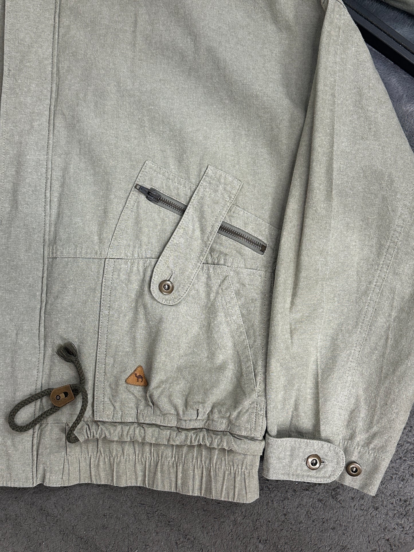 [L] 90s Camel Linen Bomber Jacket