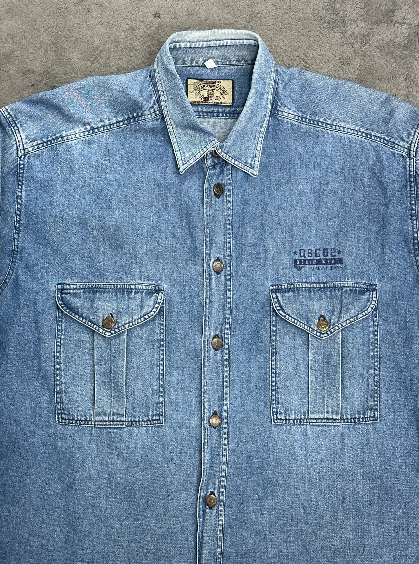 [L] 80s Armani Jeans Denim Wear Shirt