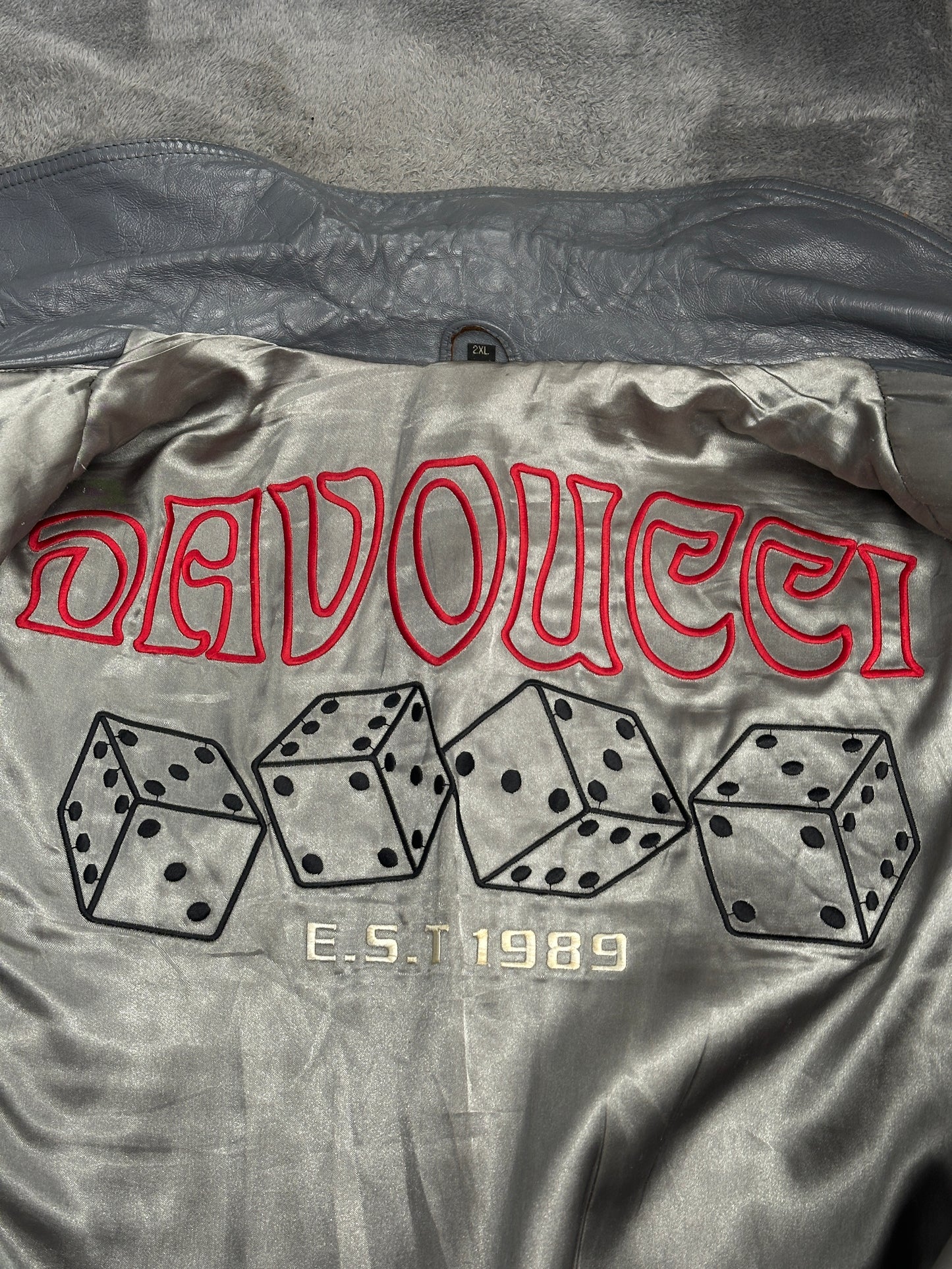 [XXL] 90s DAVOUCCI Leather Bomber Jacket