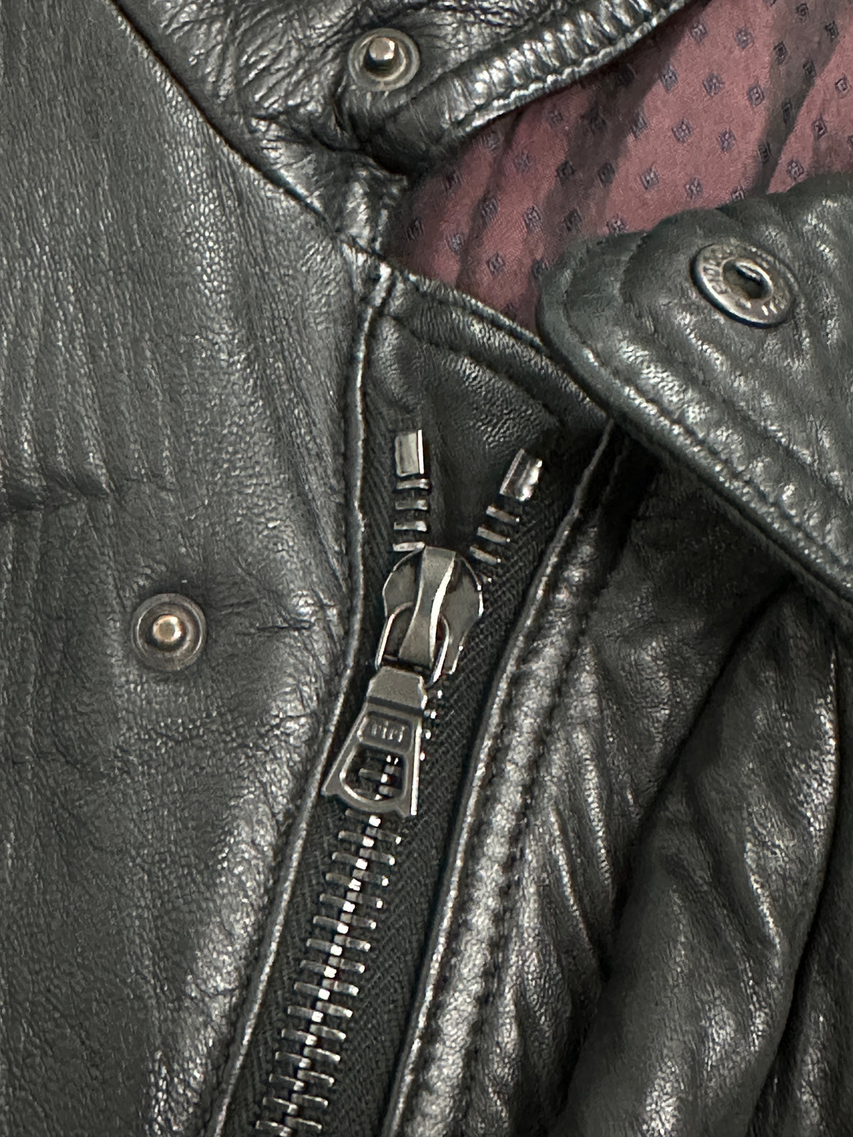 [54] 80s HUGO BOSS High Neck Leather Coat