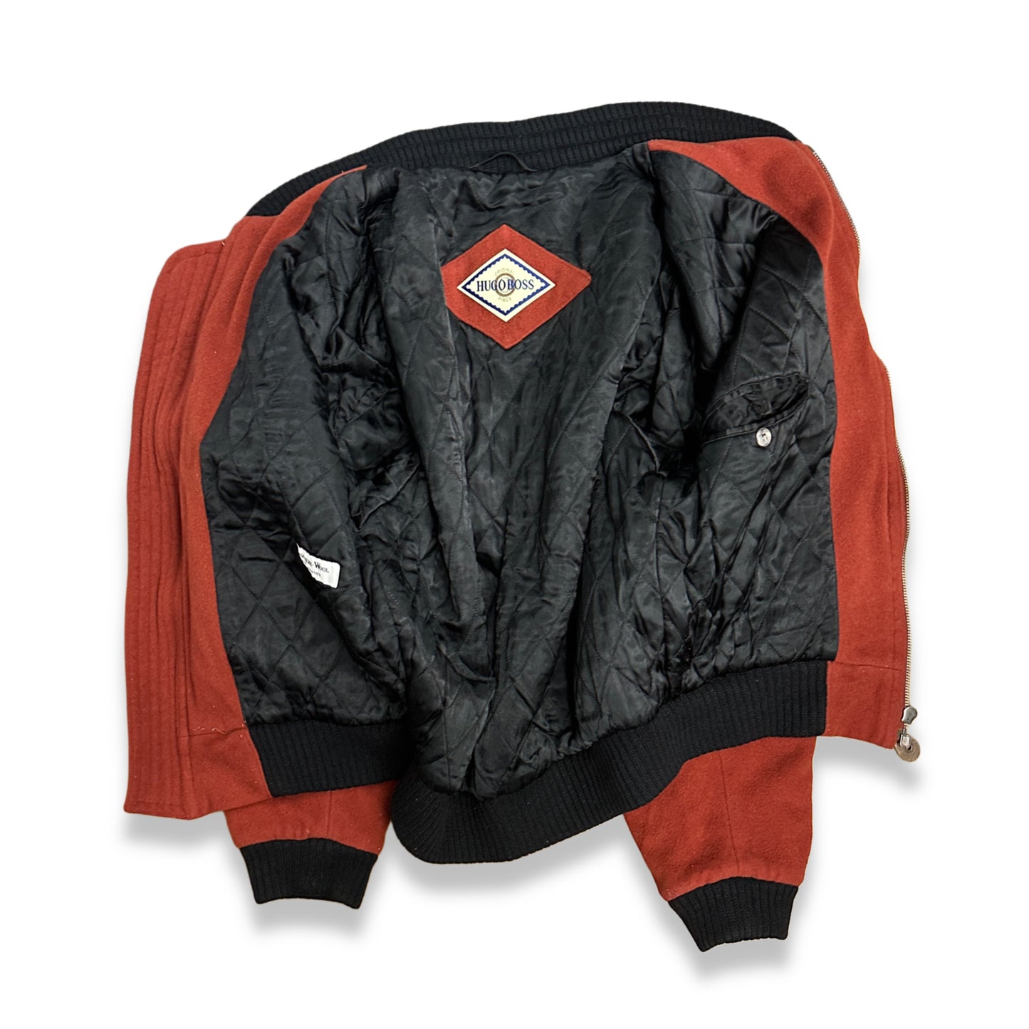 [L] 80s HUGO BOSS Orange Cashmere Bomber Jacket
