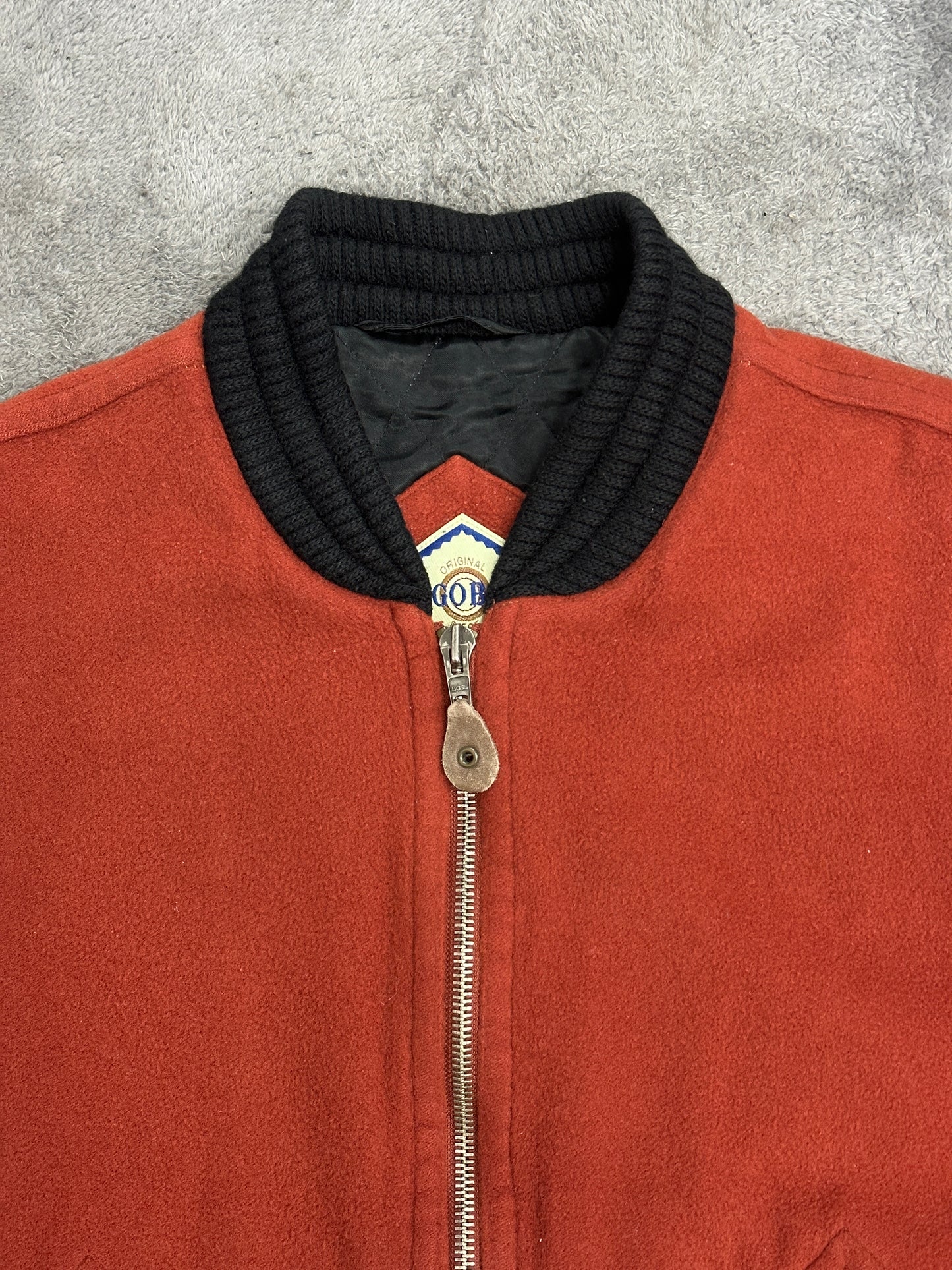 [L] 80s HUGO BOSS Orange Cashmere Bomber Jacket