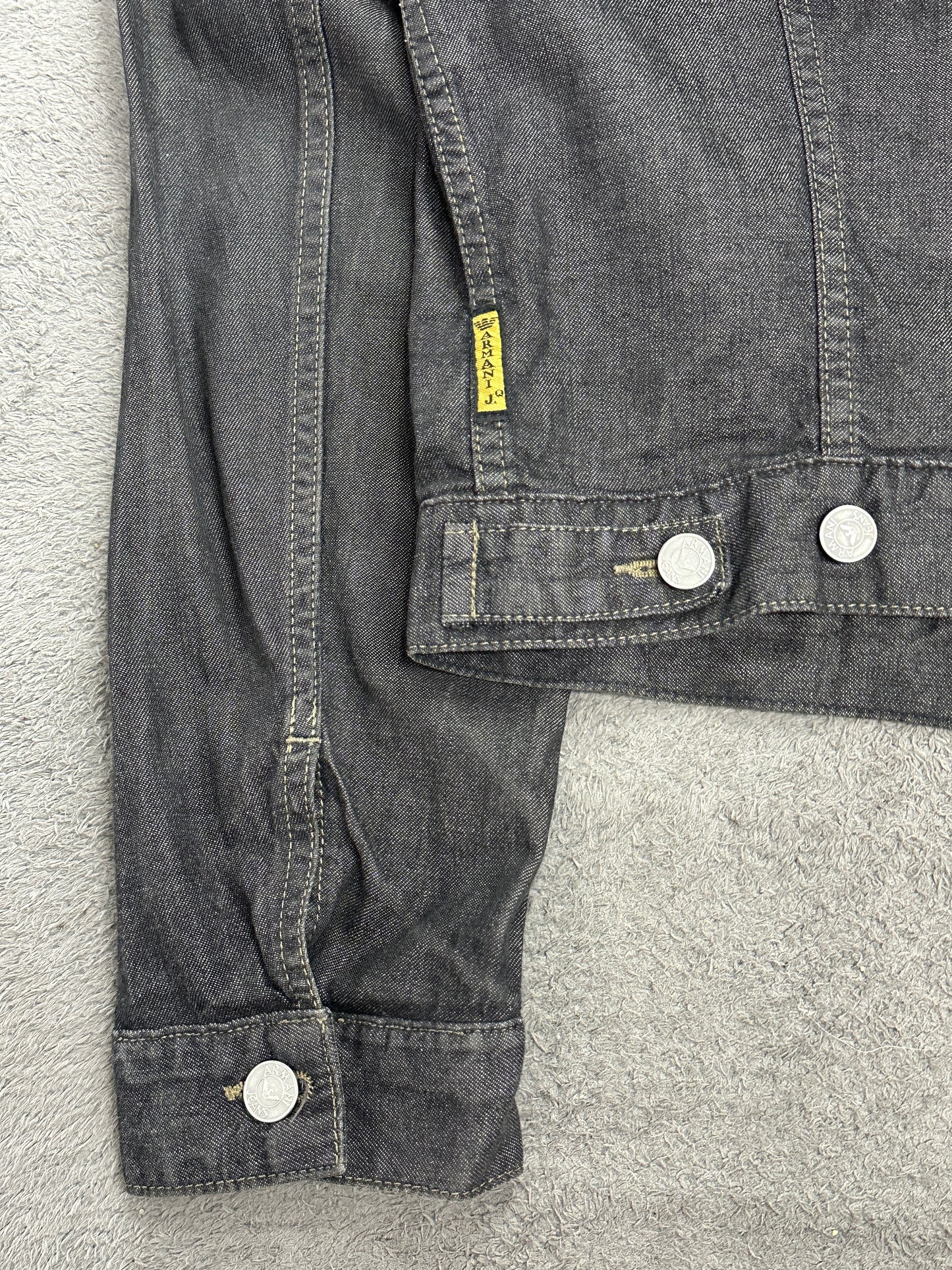 [L] 00s Armani Jeans Black Trucker Denim Jacket