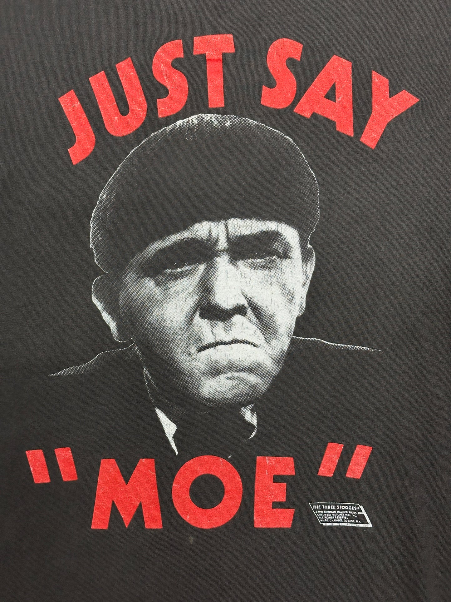 [L] 1989' Three Stooges 'Just Say Moe' Tee