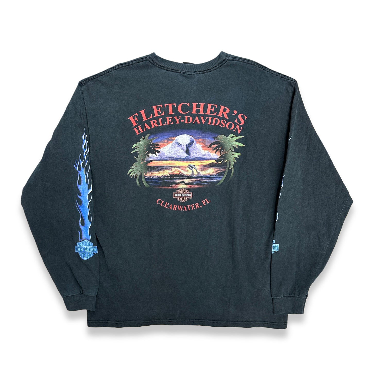 [XL] 00s Harley Davidson Blue Flame Long Sleeve
