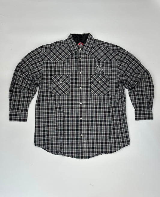 [L] 00s West Coast Choppers black check shirt